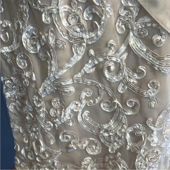 Studio one appliqué dress with sheer overlay. - Picture 7 of 10